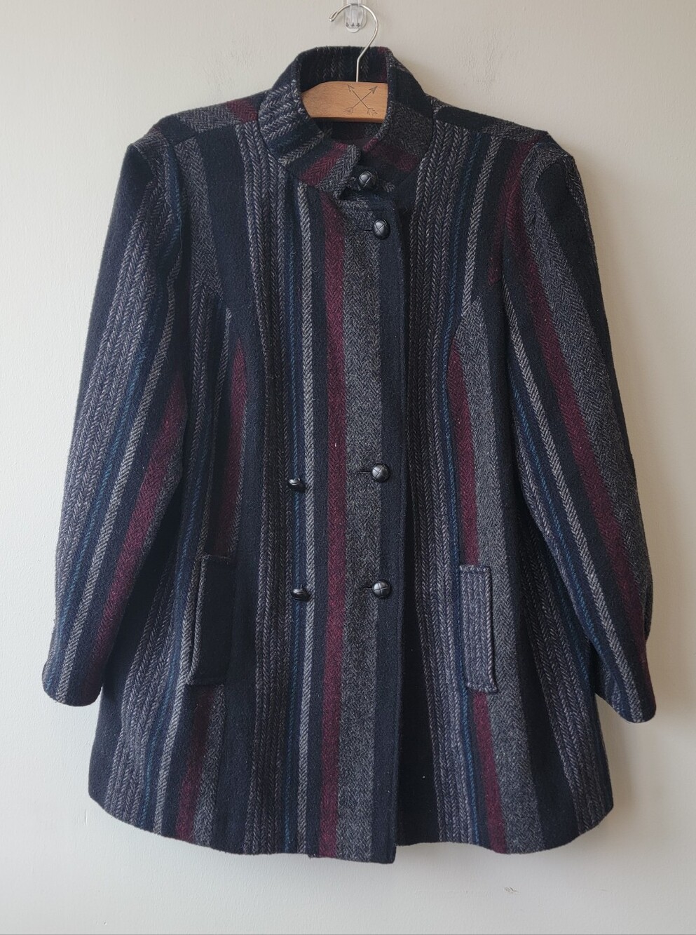 Luvamour Herringbone Wool Jacket Gray Size L VTG Vintage